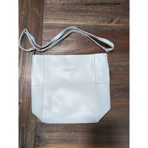 Threaded Pear Grey Faux Leather Bag Adjustable Strap Gold Hardware